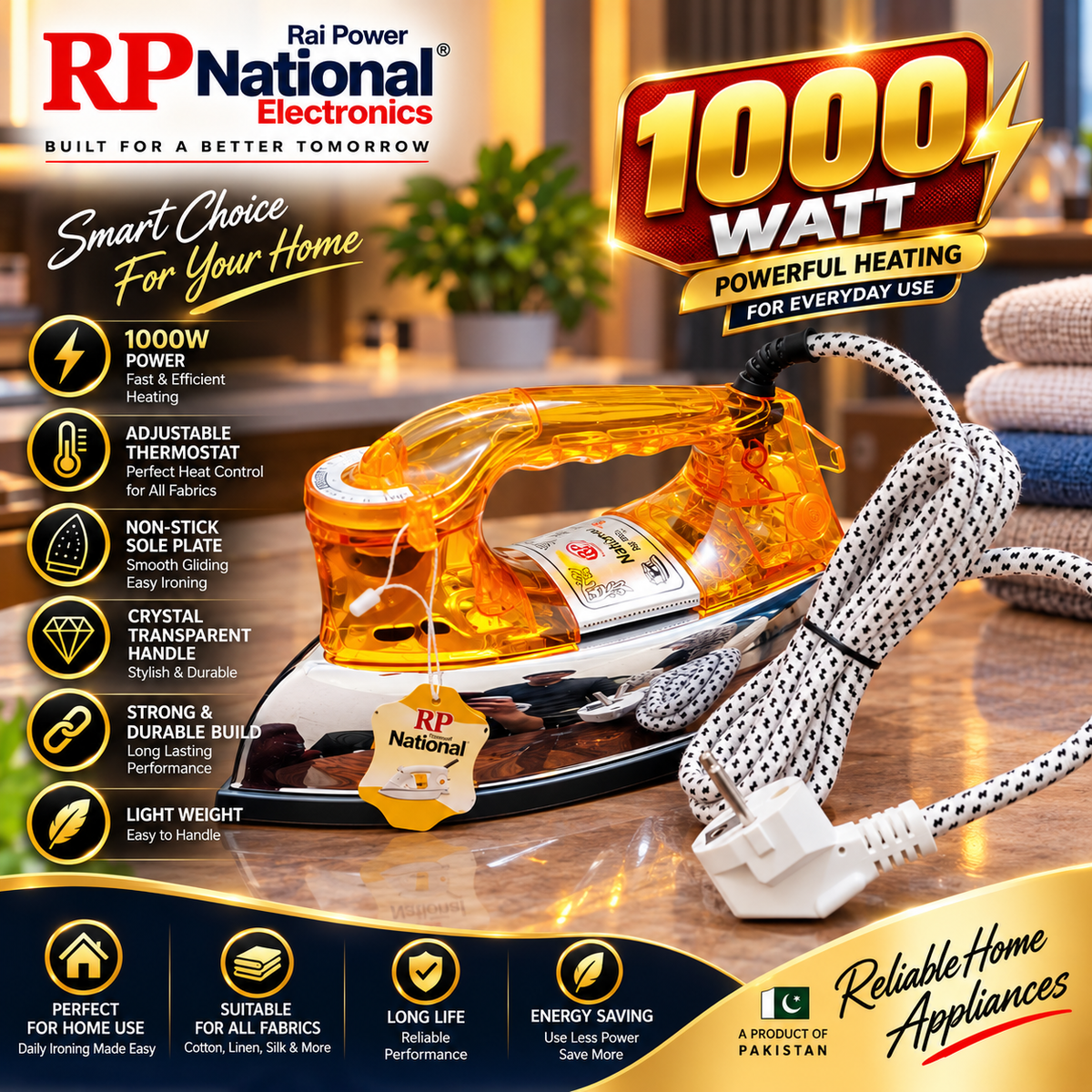 RP National 1000W Crystal Orange Iron