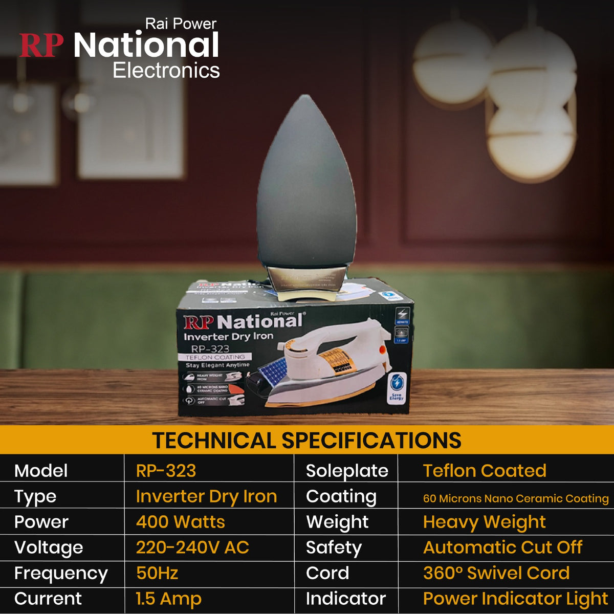 Rp National Iron 400 watt 60% Energy Saving RP=323