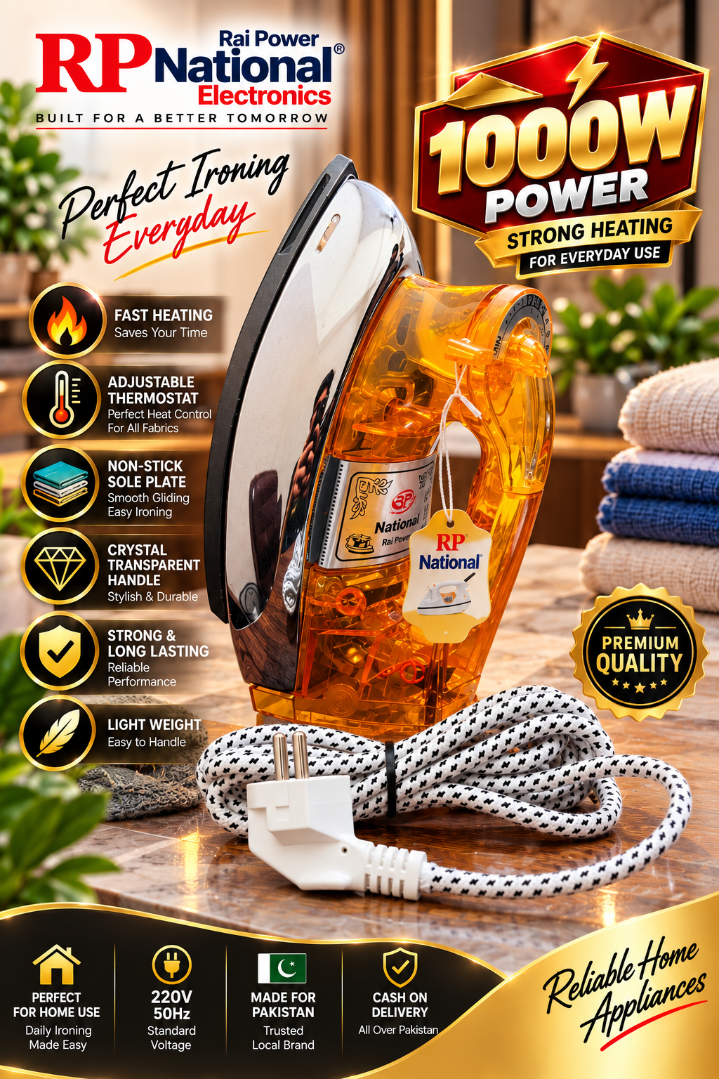RP National 1000W Crystal Orange Iron