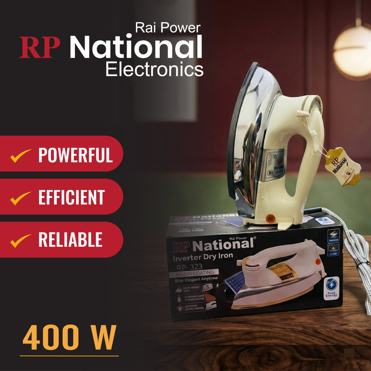 Rp National Iron 400 watt 60% Energy Saving RP=323